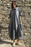 Salcombe Chalk Stripe Cotton Cocoon Dress Graphite